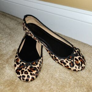 Talbots Leopard Flats 8 M Black Beige